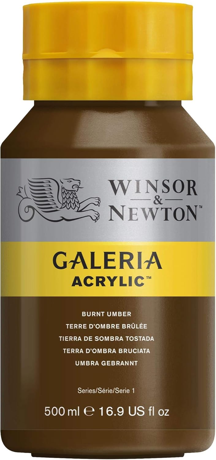 Winsor and Newton Galeria Acrylic Colour 500ml 076 Burnt Umber (Pot), 500 ml (Pack of 1)
