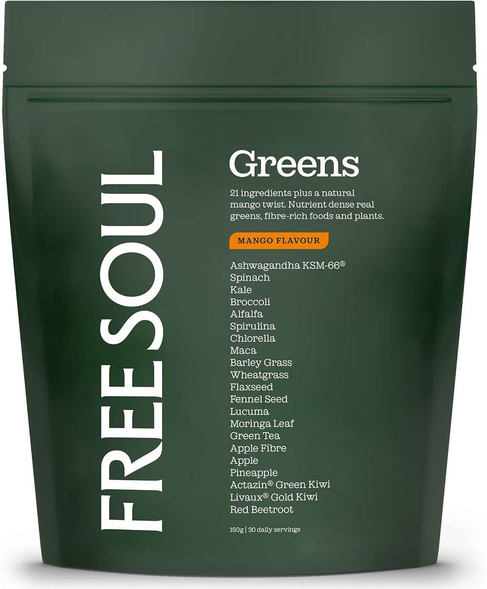 Free Soul Greens 21 Advanced Greens Mango Flavour 30 Servings UK Made