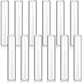 Treela 6 Pcs 2.5" W x 14" H Hurricane Candle Holder Sleeve Bottomless Glass Cylinder Candleholder Sleeve Tall Candle Glass Cover Clear Open Ended Shade Chimney Tube Cover for Pillar Taper Lamp