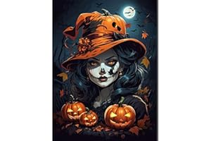 ARTTOPLUS Halloween Diamond Art Kits for Adults-Witch Adult Diamond Painting Kits,Halloween Diamond Painting for Adults for Gift and Home Decoration(12x16inch)