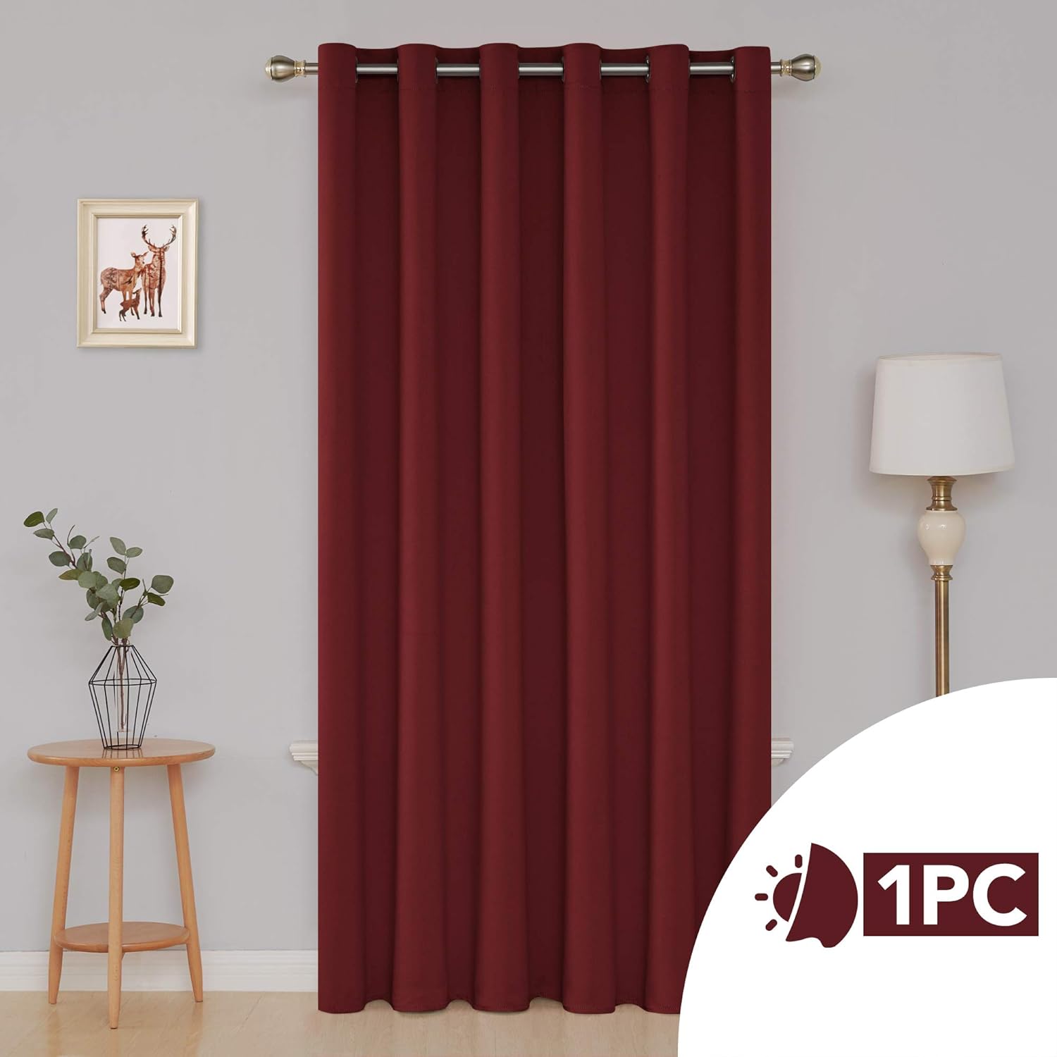 Deconovo Super Soft Window Treatment Thermal Insulated Wide Width Ring Top Blackout Curtain for Livingrom 80 x 84 Inch Red 1 Panel - Image 3