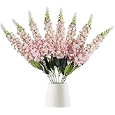 IPOPU 8PCS Snapdragon Artificial Flowers Pink Delphinium Artificial Silk Flowers Long Stem Hyacinths Fake Flowers for Wedding Home Outdoor Party Floral Arrangement Centerpiece Table Decorations (Pink)