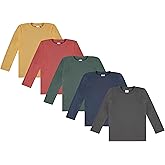 Cudlie 5-Pack Toddler Boys’ Solid Long Sleeve Tees– Five Timeless Cotton Blend Crewnecks in Rich, Modern Colors