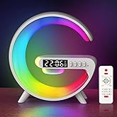 Kangtaixin Wake Up Light Alarm Clock for Kids, LED Table Bedsides Lamp with Sunrise Simulation, Sleep Aid, Snooze, Bluetooth Speaker, Night Light for Bedroom Decor, Birthday, Christmas Gift