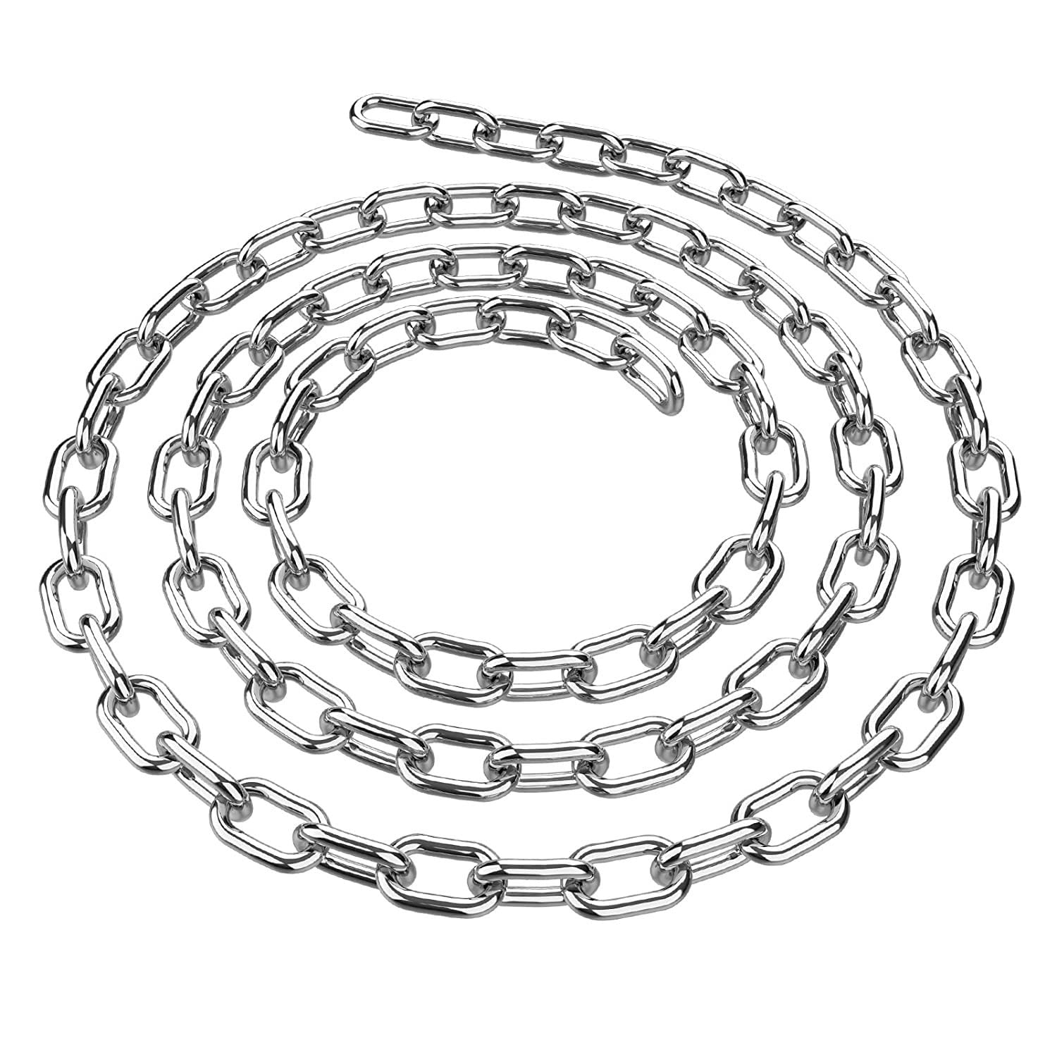 Lechansen 304 Stainless Steel Metal Link Chain 1Pcs 3mm 5m Heavy Duty Hanging Safety Proof Coil Solid Chain, Corrosion Rust Resistant Anti-Theft Lift Chains for Swing/Drying Clothes/Pet Dog Walking