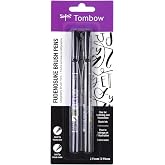Tombow 62038 Fudenosuke Brush Pen, 2-Pack. Soft and Hard Tip Fudenosuke Brush Pens for Calligraphy and Art Drawings