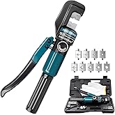 Steel DN Mate Hydraulic Crimping Tool with 9 Harden Dies for Stainless Steel Cable Railing 1/8" 5/32" to 3/16" Hydraulic Crimper, DC01 Battery Cable Crimper Tool