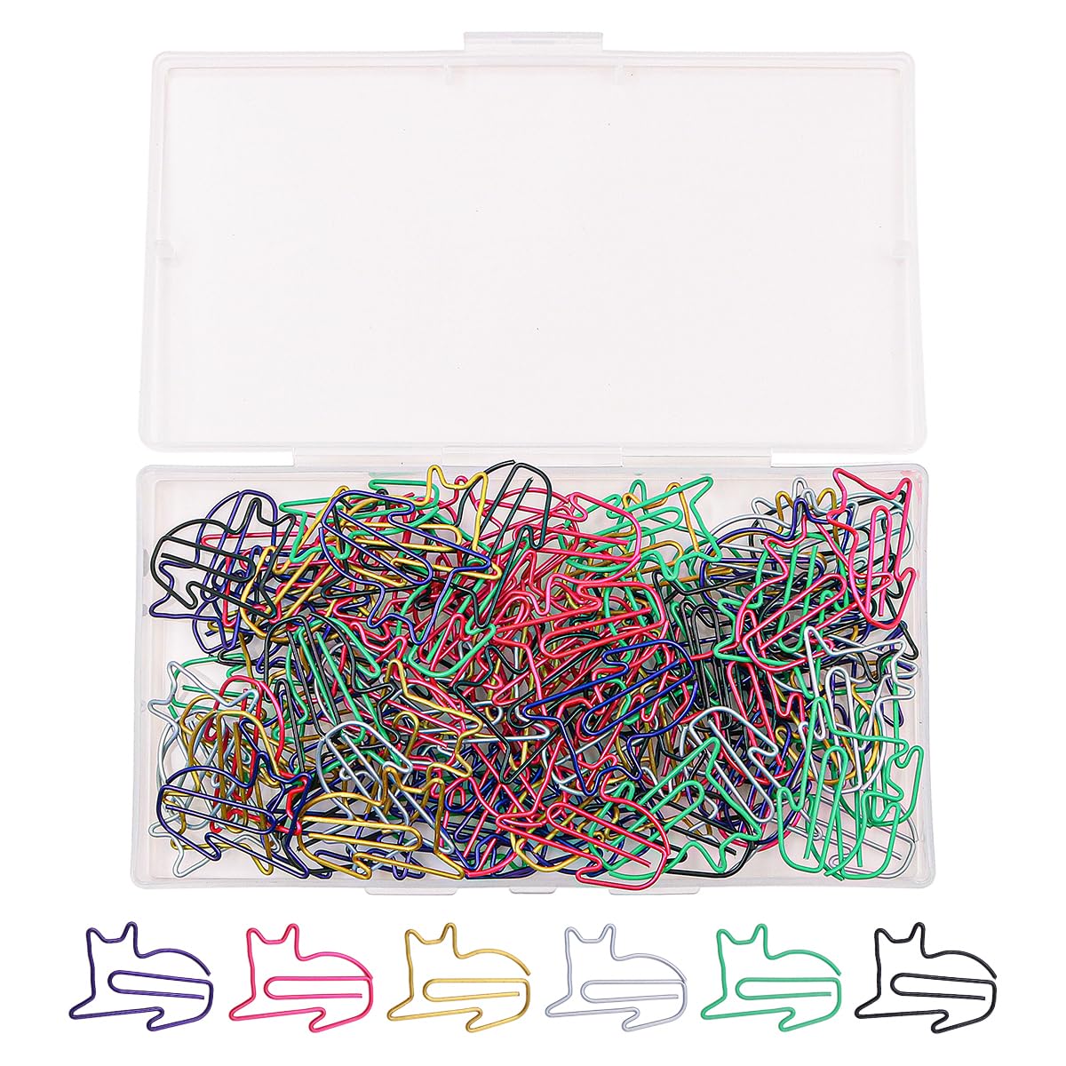 NUZAMAS 100Pcs Adorable Cat Paper Clips Assorted Colors Cute Funny Cat Notes Shaped Bookmark Clips for Office School Stationery Supplies
