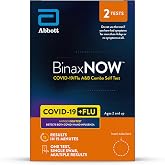 BinaxNOW COVID-19/Flu A&amp;B Combo Self Test, Reliable COVID/Flu Home Test With 15 Minute Results, 2 Tests