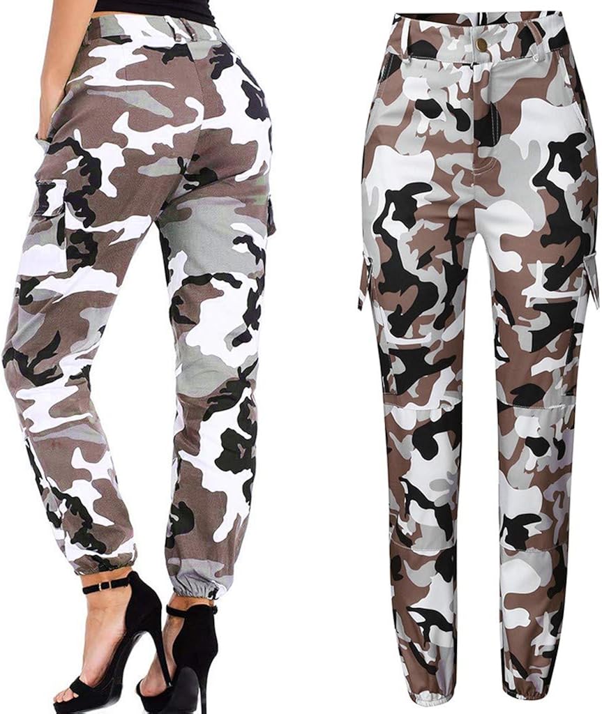 Women Summer Modal Camouflage Sports Fitness Yoga Leisure Cargo Pants: Clothing