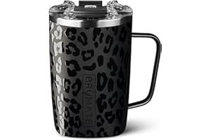 BrüMate Toddy - 16oz 100% Leak Proof Insulated Coffee Mug with Handle & Lid - Stainless Steel Coffee Travel Mug - Double Walled Coffee Cup (Onyx Leopard)