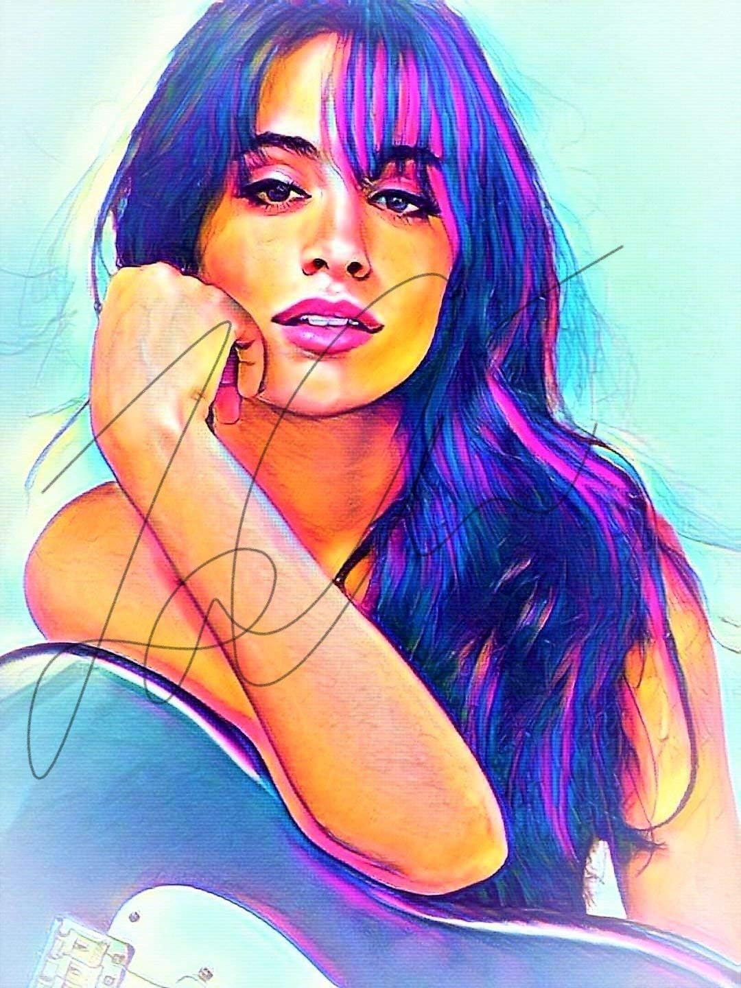 Camila Cabello Abstract Drawing Print Poster Hand Drawn Pop Art Vibrant Painting #CABELLO_ABSTRACT2