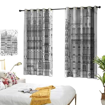 Amazon Com Paris Print Decorative Window Drapes Building Facades