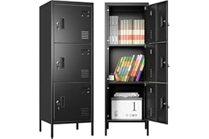 Aobabo 3 Doors Metal Lockers for Employees School Office Gym Home Storage,Assembly Required,Blue,47.2" H×15.75" W×15.75" D