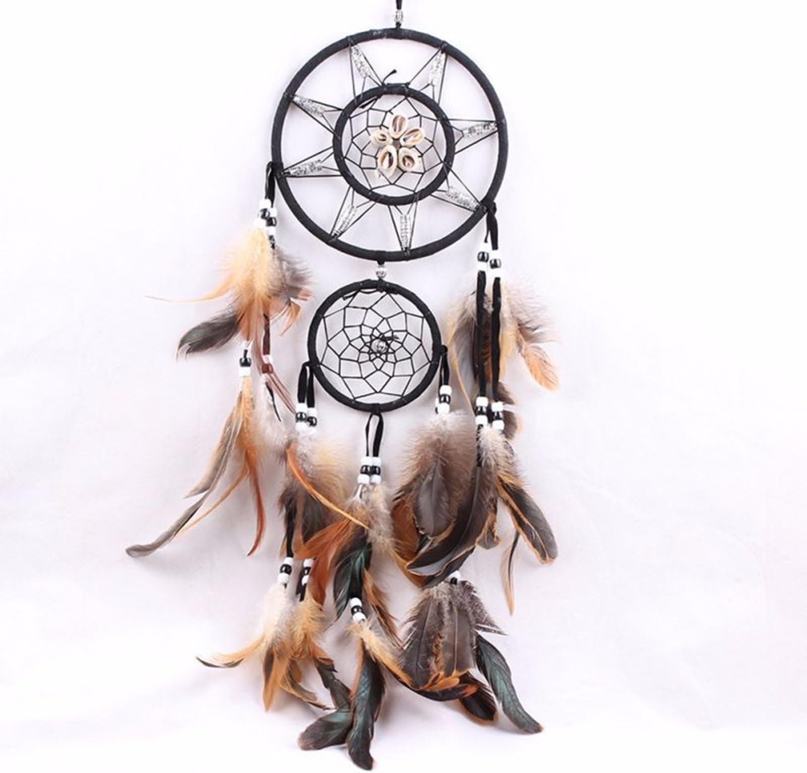 GrandSiri 1 Pack Feathers Dream Catcher Ornament Gift Mini Arts Craft Rainbow Owl Hanging Nursery Bedding Room Uppermost Popular Dreamcatchers Girls Bedroom Decor Large Yin Yang Car Wall Catchers Kit