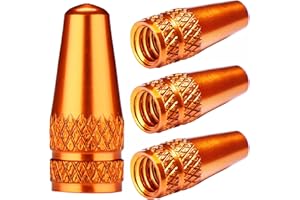 TPMSCENTER Aluminum Presta Valve Stem Caps – Orange Tire Air Dust Covers for Bike (4 Pack) – Fit French Valves on Road, MTB, Hybrid, Racing, Fitness, Folding & Fat Bikes