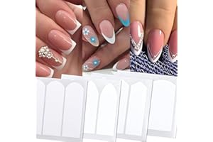 MUAGORN 1570pcs Nail Strips Nail Stickers, 40 Sheets French Manicure Strips 4 Designs Nail Forms Fringe Tip Guides Sticker DIY Wavy Line Nail Art Tips Guides Stickers Stencil Strips Nail Tools (Tip Guides)