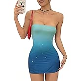 XIITYMU Tube Top Dresses for Women Sexy Sleeveless Strapless Bodycon Cocktail Party Short Summer Mini Dress