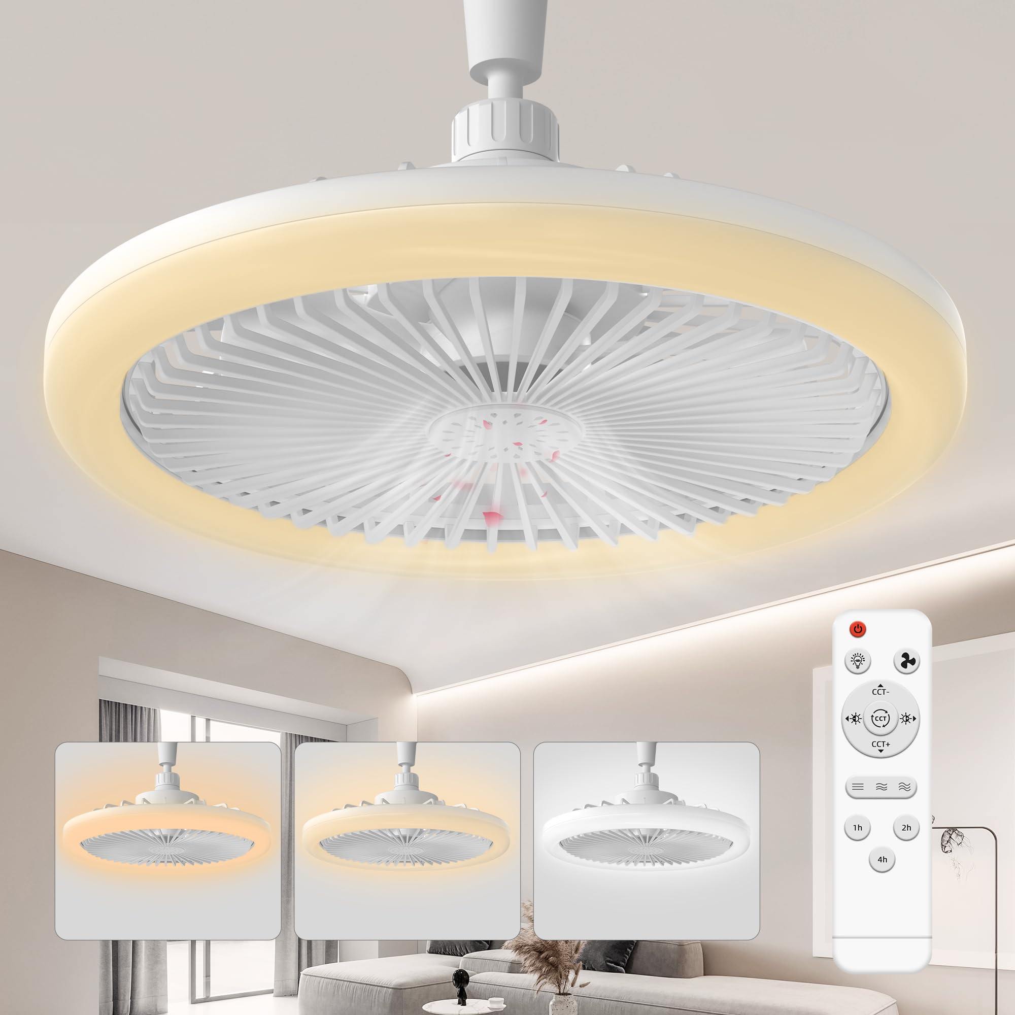 BECLOG Socket Ceiling Fan with Light, Ceiling Fan