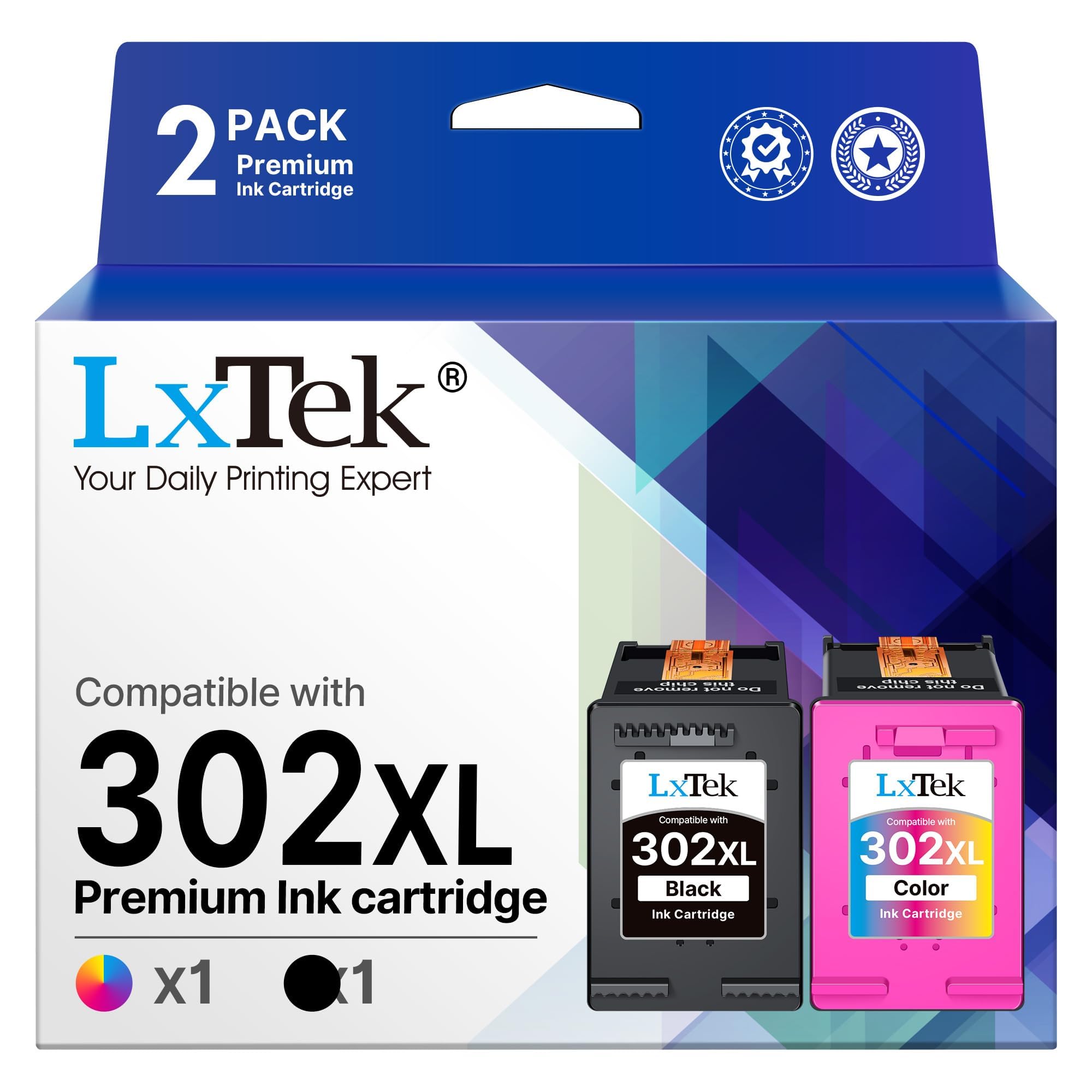 302XL Ink Cartridges Replacement for HP 302XL for DeskJet 1110 2130 2134 3630 3632 3634 Envy 4520 4521 4522 4523 4524 Officejet 3830 3834 4650 4651 4652 4654 (Black Colour, 2-Pack)