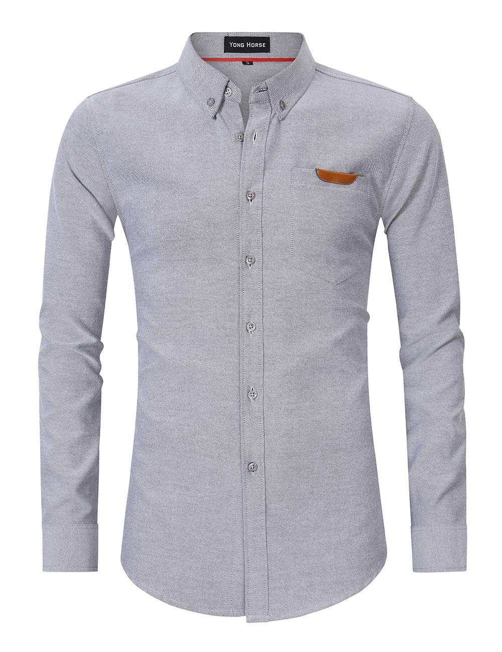 Men\'s Casual Slim Fit Button Down Dress Shirt Long Sleeve Solid Oxford Shirts (XX-Large, Grey)