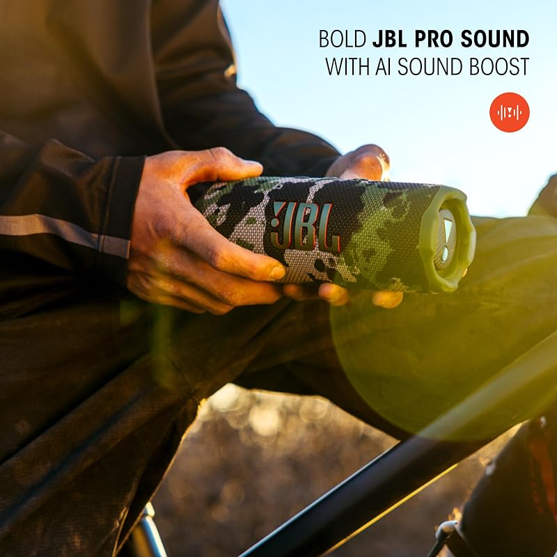 Flip 7 Haut-Parleur Portable étanche et Anti-Chute, Son Pro Bold avec IA Sound Boost, 16 Heures d'autonomie et système PushLock avec Accessoires interchangeables (Violet)