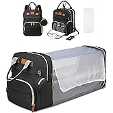 JSTPRO Diaper Bag Backpack, Large Diaper Bag with Changing Station, Baby Bag, New Mom Gifts, Lightweight Waterproof Unisex Diaper Bag with Insulated Pockets and USB Charging Port, Black