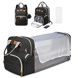 JSTPRO Diaper Bag Backpack, Large Diaper Bag with Changing Station, Baby Bag, New Mom Gifts, Lightweight Waterproof Unisex Diaper Bag with Insulated Pockets and USB Charging Port, Black