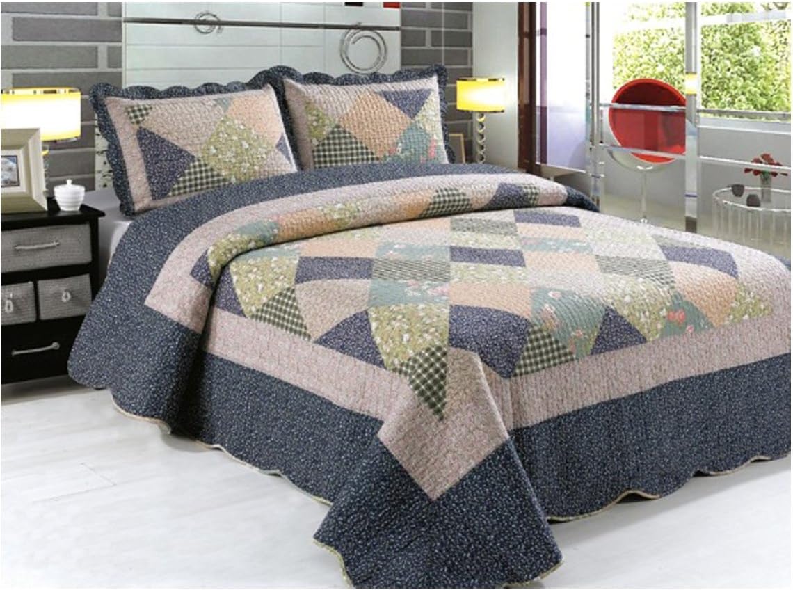 Simandra Patchwork Tagesdecke – Handgefertigt Aus Bali, 200x120cm, 100% Baumwolle, Beidseitig Gemustert