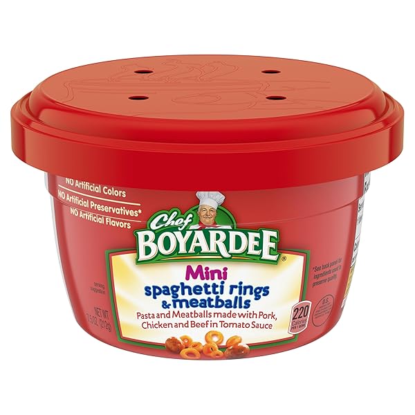 CHEF BOYARDEE MINI-BITES SPAGHETTI RINGS & MEATBALLS, 7.5 OZ