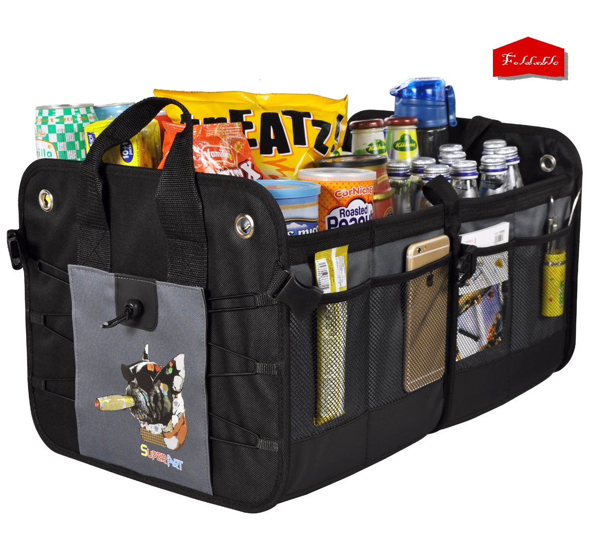 Car Trunk Organizer Heavy Duty Collapsible / Foldable Shopping Tidy Cargo Storage Boxes BAG BIN For Auto Car, SUV, Truck, Home (59 x 37 x 32cm)