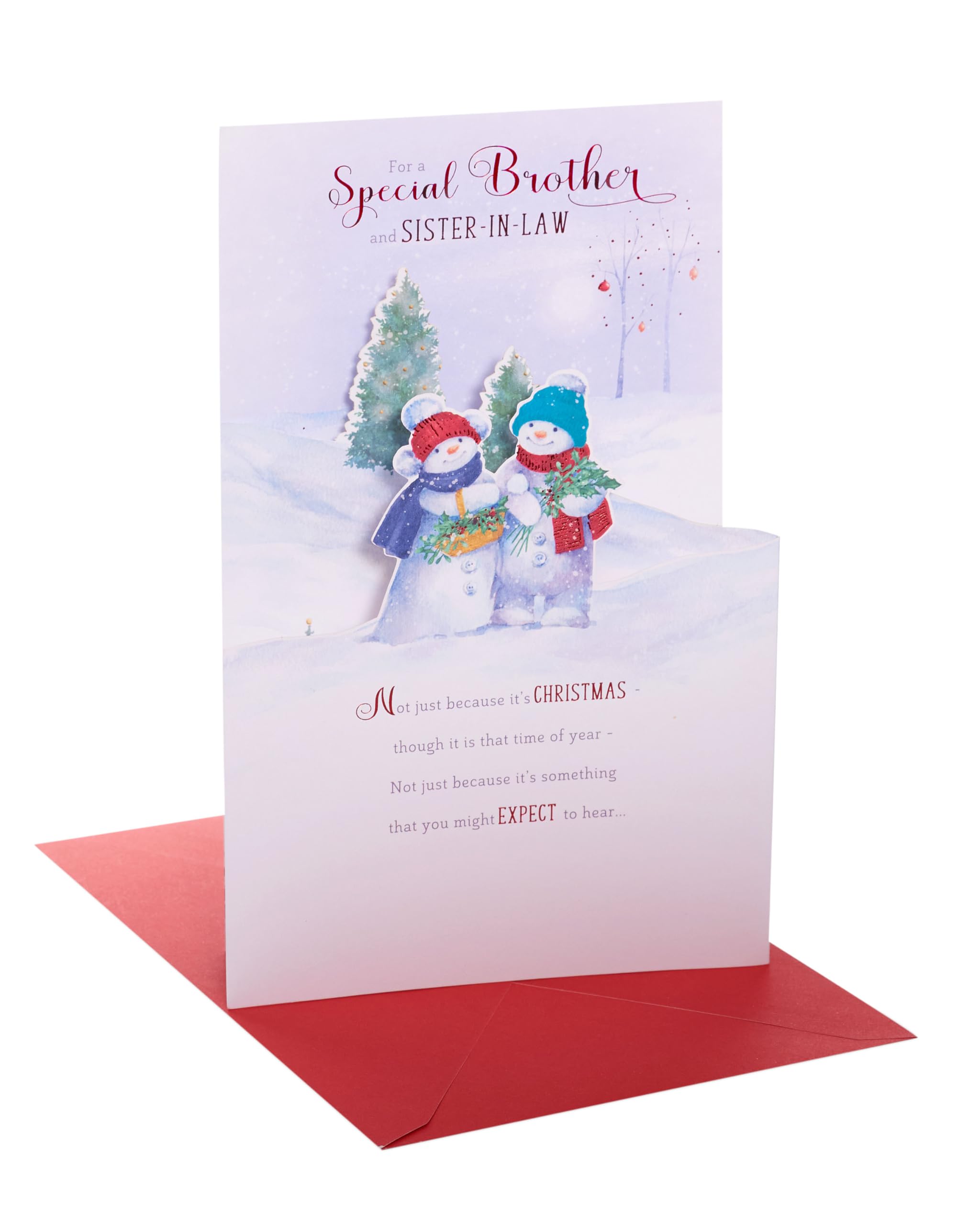 UK Greetings Christmas Card for Brother & Sister-In-Law - Snowman Design