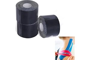 GTAGKOMMEN Kinetic Tape 3 Rolls 2inch x 16ft Breathable Latex Free Waterproof Elastic Athletic Tape for Ankle Wrists Knees Elastic Running Tennis Swimming Football Sports Activities Tape Muscle Pain Relief Black