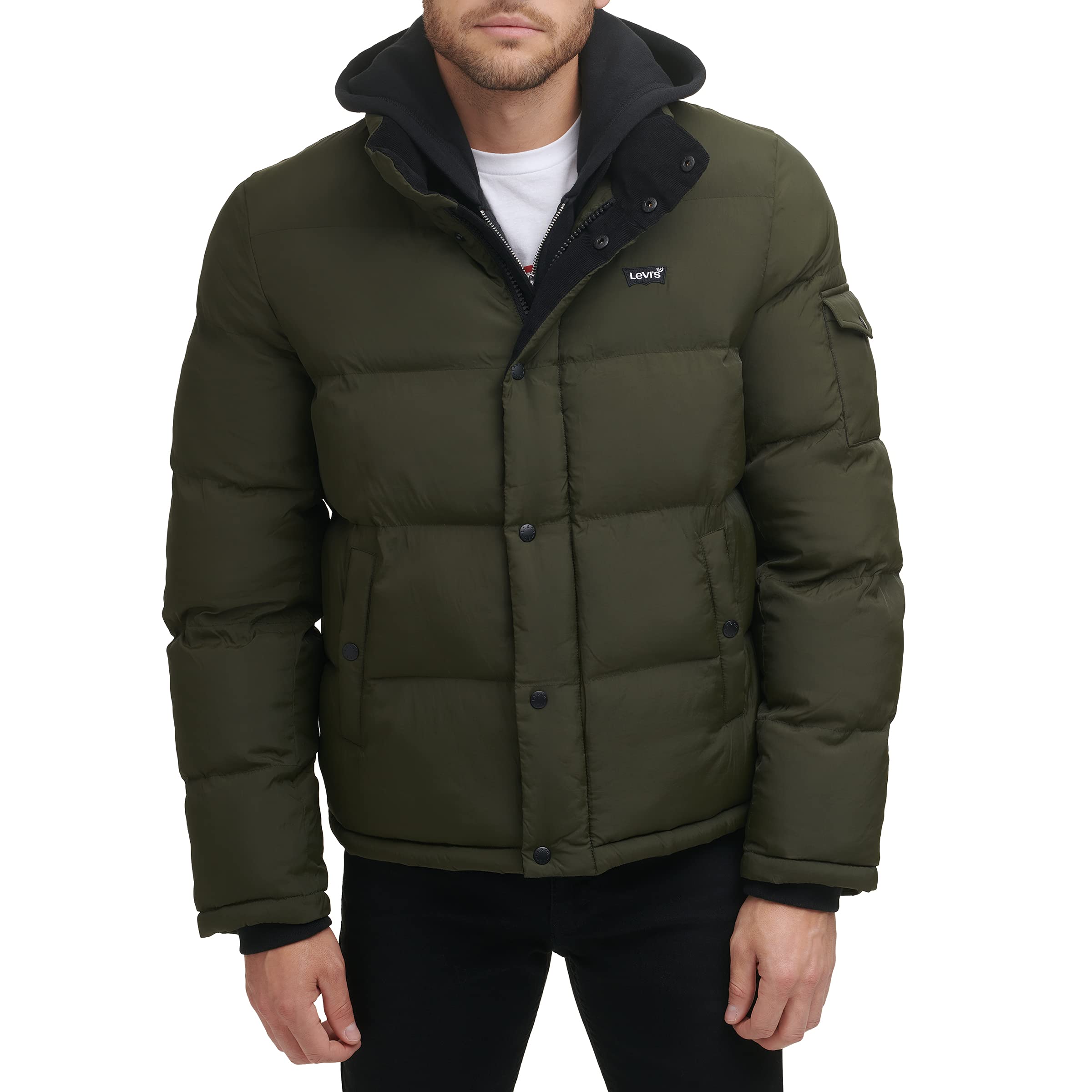 Levi's Men's Bubble Puffer, Olive Taslan, X-Large