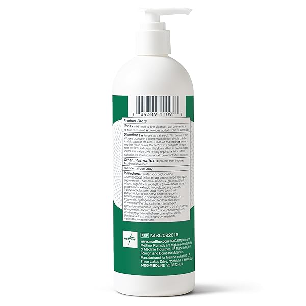 MEDLINE REMEDY CLINICAL HYDRATING SHAMPOO & BODY WASH (16 FL OZ), VANILLA SCENT, CLEANSER, NO-RINSE, ADULTS, KIDS, SHOWER OR BEDSIDE, DIMETHICONE, SULFATE FREE