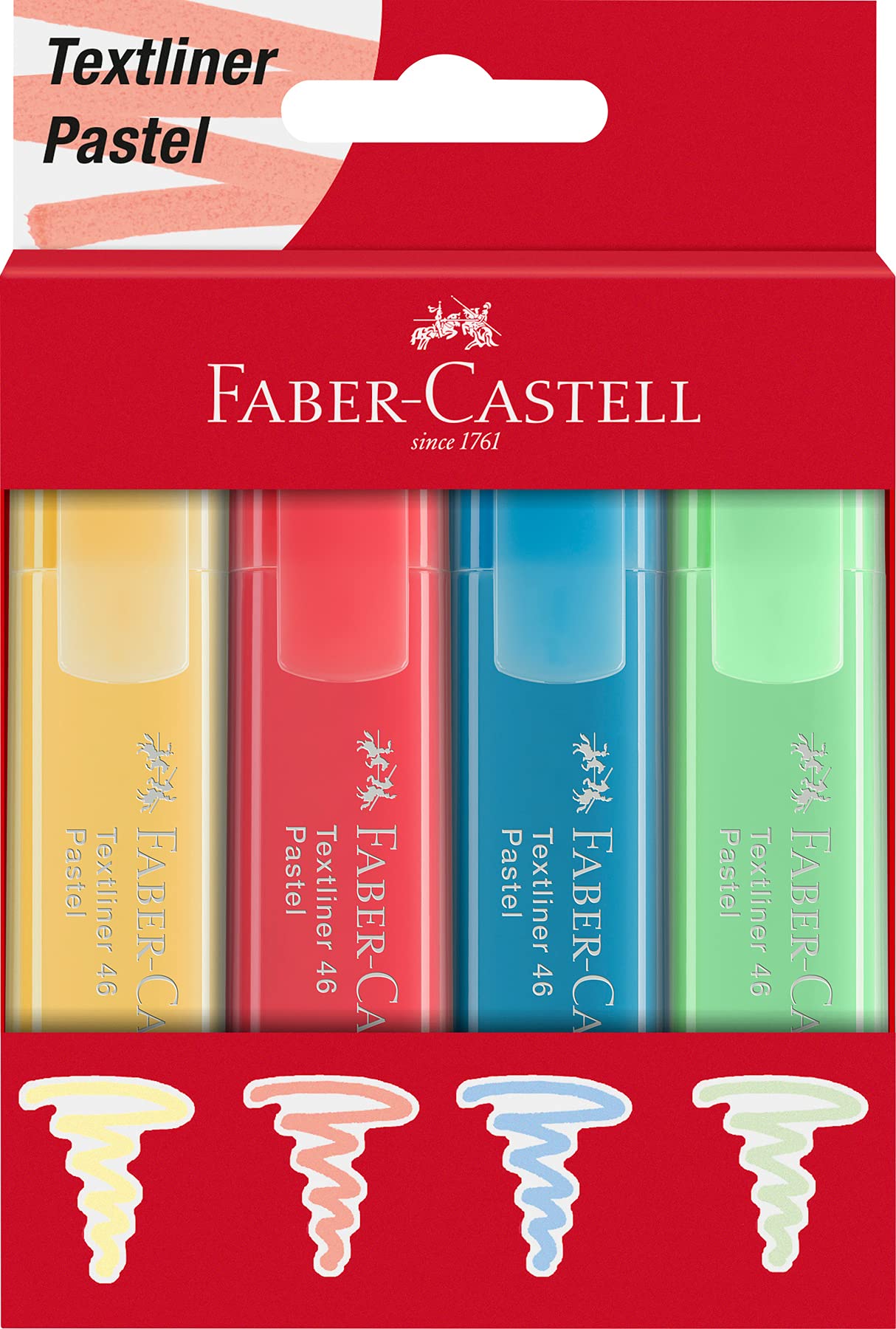 Faber-Castell Textliner 46 Pastel Highlighter Pens - Box of 4, 254624