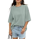 EasyGala Womens Cotton Oversized T Shirts Drop Shoulder Half Sleeve Boxy Tops Crewneck Loose Fit Short Sleeves Tee 2026