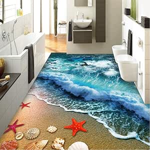 Hyiiw 3D Azulejos De Playa Playa Ola Mar Foto Mural Wallpaper Salón Pvc