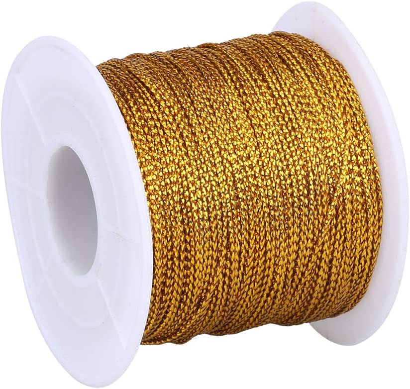 jijAcraft 100M Gold Twine String: 1mm Metallic Thread with Coil, Gold Metallic Cord String for Christmas Jewelry Making - Image 4