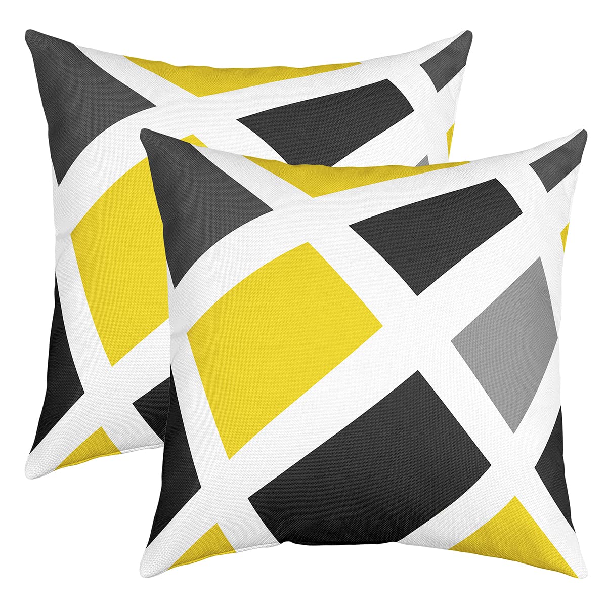 Loussiesd Set of 2 Strip Lines Throw Pillow Covers Geometric Grey Yellow Black Cushion Case for Home Living Room Decor Reversible Modern Abstract Art Decorative Throw Cushion Case 16x16 Inch — image 1