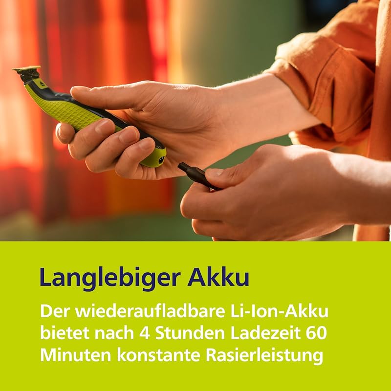OneBlade 360 Face - elektrischer Rasierer & Trimmer, 2x 360 Klingen, verstellbarer 5-in-1-Trimmaufsatz, Nass- & Trockenrasur, Akku-USB, fürs Gesicht (QP2734/30)