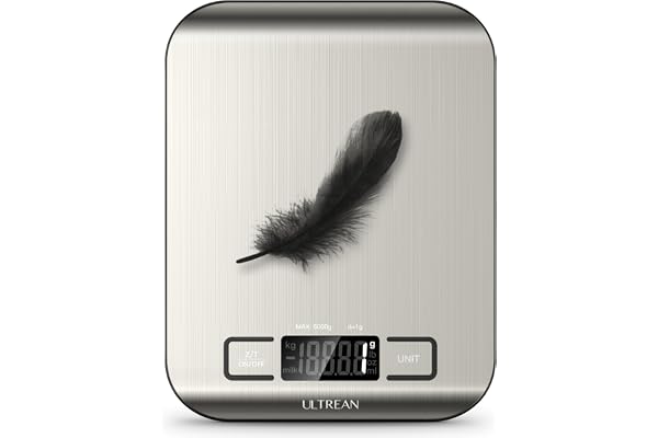Ultrean Food Scale, Digital Kitchen Scale Weight Grams and Ounces for Baking and Cooking, 6 Units with Tare Function, 5kg/11l