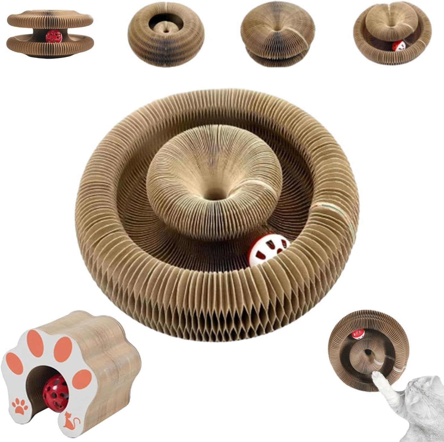Photo 1 of Comasua Kitty Kurl Cat Toy,Magic Organ Cat Toy,Magic Organ Cats Scratcher Board,Foldable Recyclable Accordion Toys with Ball for Indoor Cats(1pc)