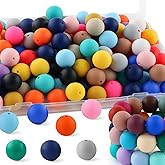 HHCFAST 64Pcs 19mm Silicone Beads for Keychain Making and Bracelet Making,16 Colors Round Silicone Beads for Pens（Multicolor）