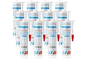 AG ADHESIVE GURU Adhesive Guru All Purpose Clear Silicone Sealant Waterproof (12 x 10.15 fl.oz.), 100% Silicone Caulk, Weatherproof & Flexible Adhesive Sealant for Indoor and Outdoor Use, Transparent -12 Pack