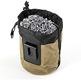 Waxed Canvas Nail/Screw Pouch, Tool Pouch with Belt Clip, 5 x 5 x 8 Inch Rounded Bolt Bag with Stand up Base Metal Clip on Organizer, Nail Pouch Suitable for Carpenters, Electrician, Carpenter