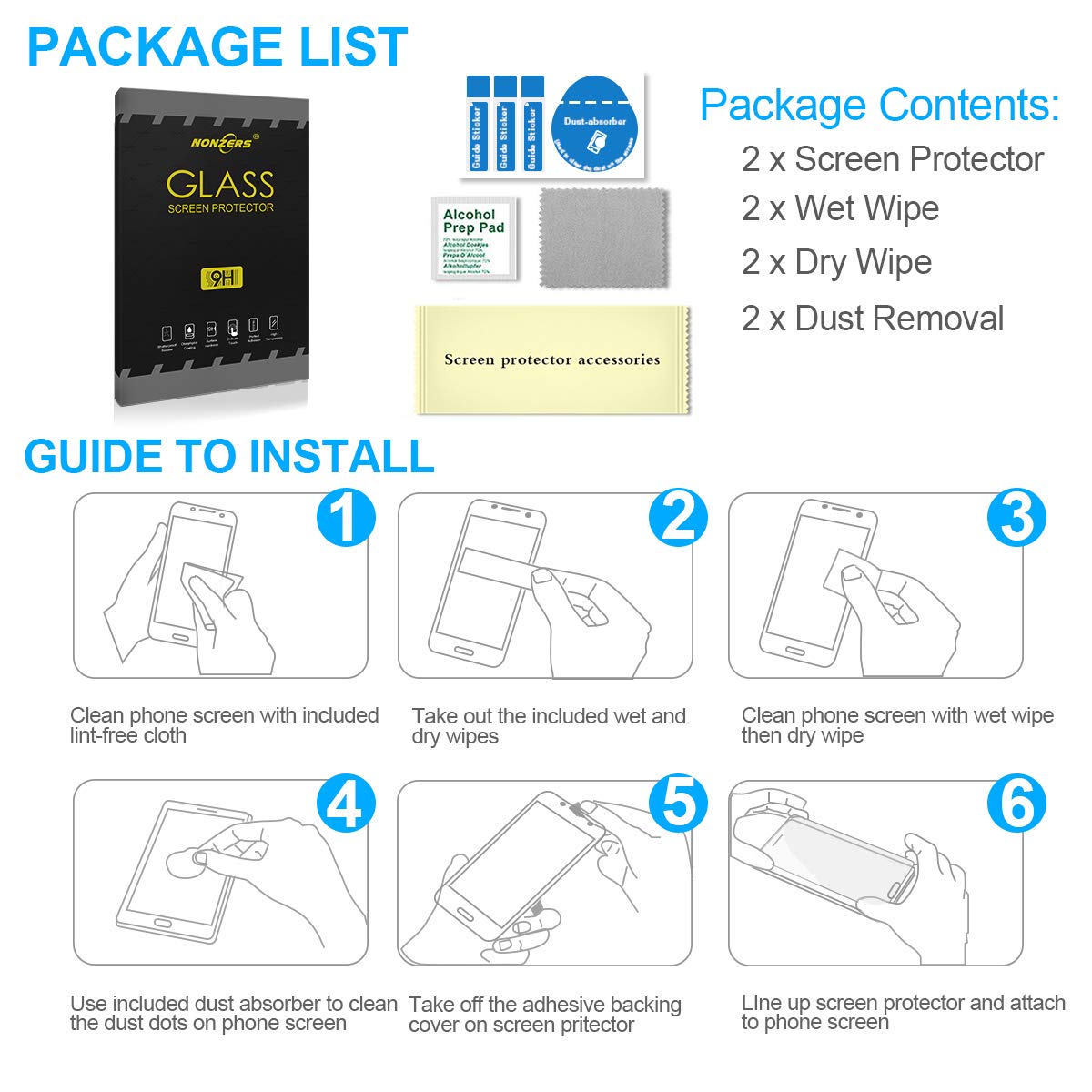 NONZERS [2 Pièces] Verre Trempé pour iPhone 7 Plus, iPhone 8 Plus [2 Pièces] 3D Bords Arrondis Film Protecteur d\'Écran en Verre Trempé 9H Dureté et 3D Touch Compatible sans Bulles