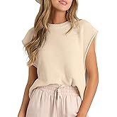 Neweek Women's Striped Knit Sleeveless Sweater Vests Crew Neck Lightweight Pullover Casual Loose Fit Spring Summer Top