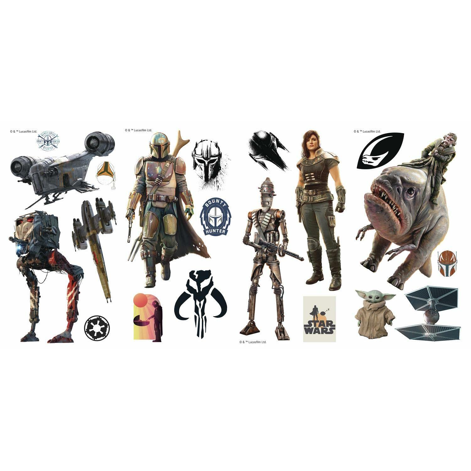 RoomMates RMK4458SCS Star Wars The Mandalorian Characters, Multi-Colour