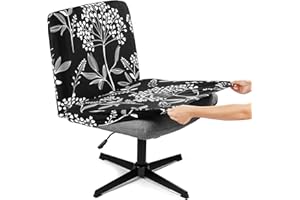 Iauddy Armless Criss Cross Office Desk Chair Cover Slipcover,Accent Mid Back Wide Swivel Task Vanity Slipper Chair Protector Stretch Removable Without Arms for Accent Chair